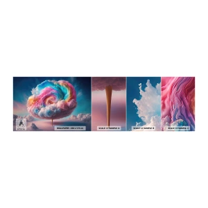 Provbit av självhäftande fototapet Deluxe Sticker - En dröm om en nöjespark - Pastell, Moln, Sockerhaltig - 100x30 cm