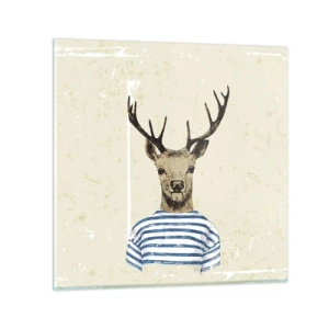 Glastavla - Bild på glas - Ty jag gillar randiga tröjor! - 50x50 cm