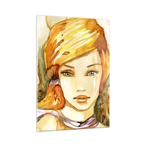 Glastavla - Bild på glas - Smaragdblick som tystar ner ilska - 50x70 cm