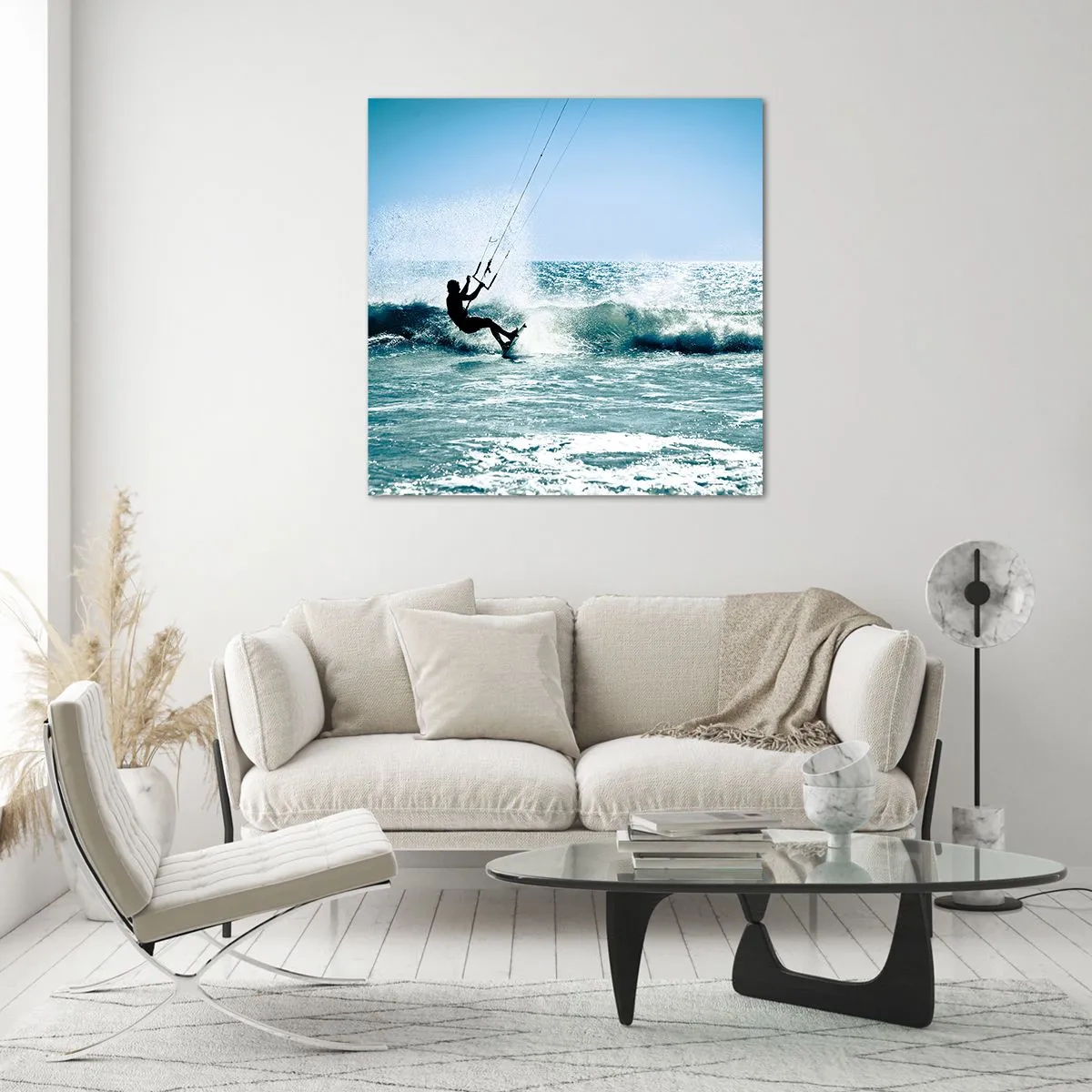 Glastavla - Bild på glas - Ge upp för vinden - 40x40 cm
