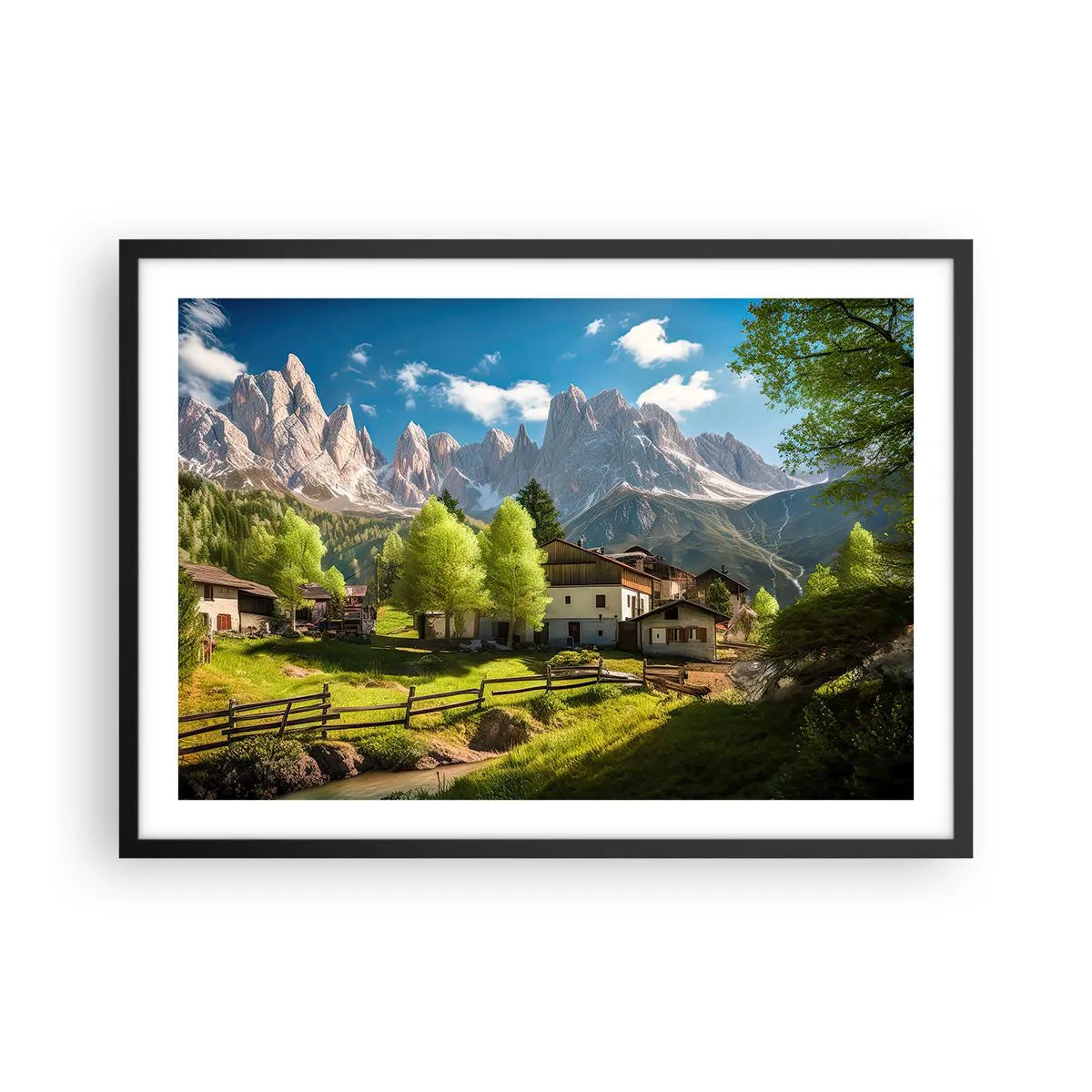 Affisch i svart ram - Alpin idyll - 70x50 cm