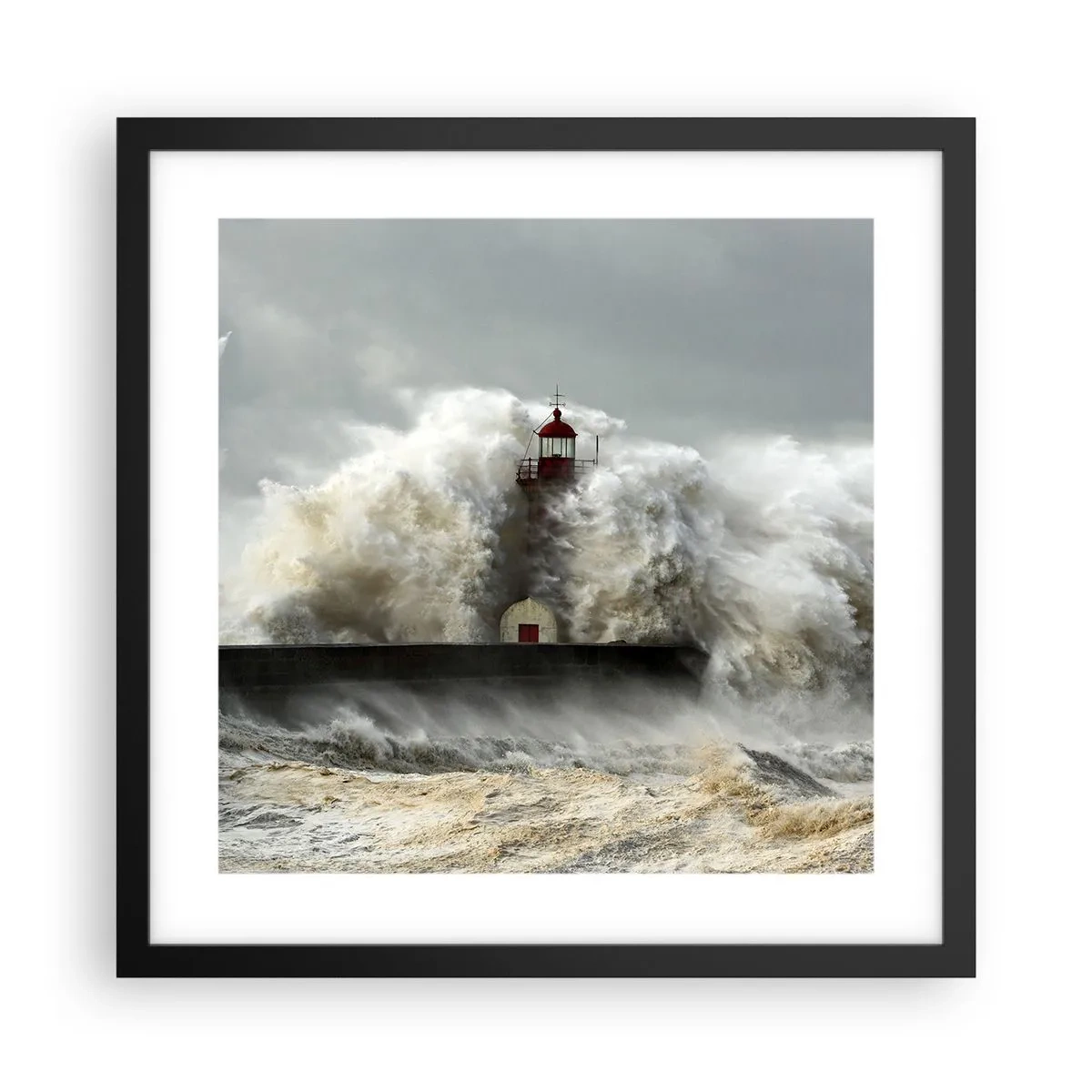 Affisch i svart ram - Havets ilska - 40x40 cm