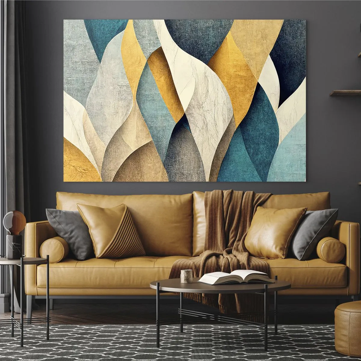 Glastavla - Bild på glas - Rytm och vågrörelse - 120x80 cm