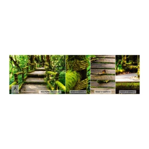 Provbit av självhäftande fototapet Deluxe Sticker - Grön korridor - Natur, Landskap, Skog - 100x30 cm