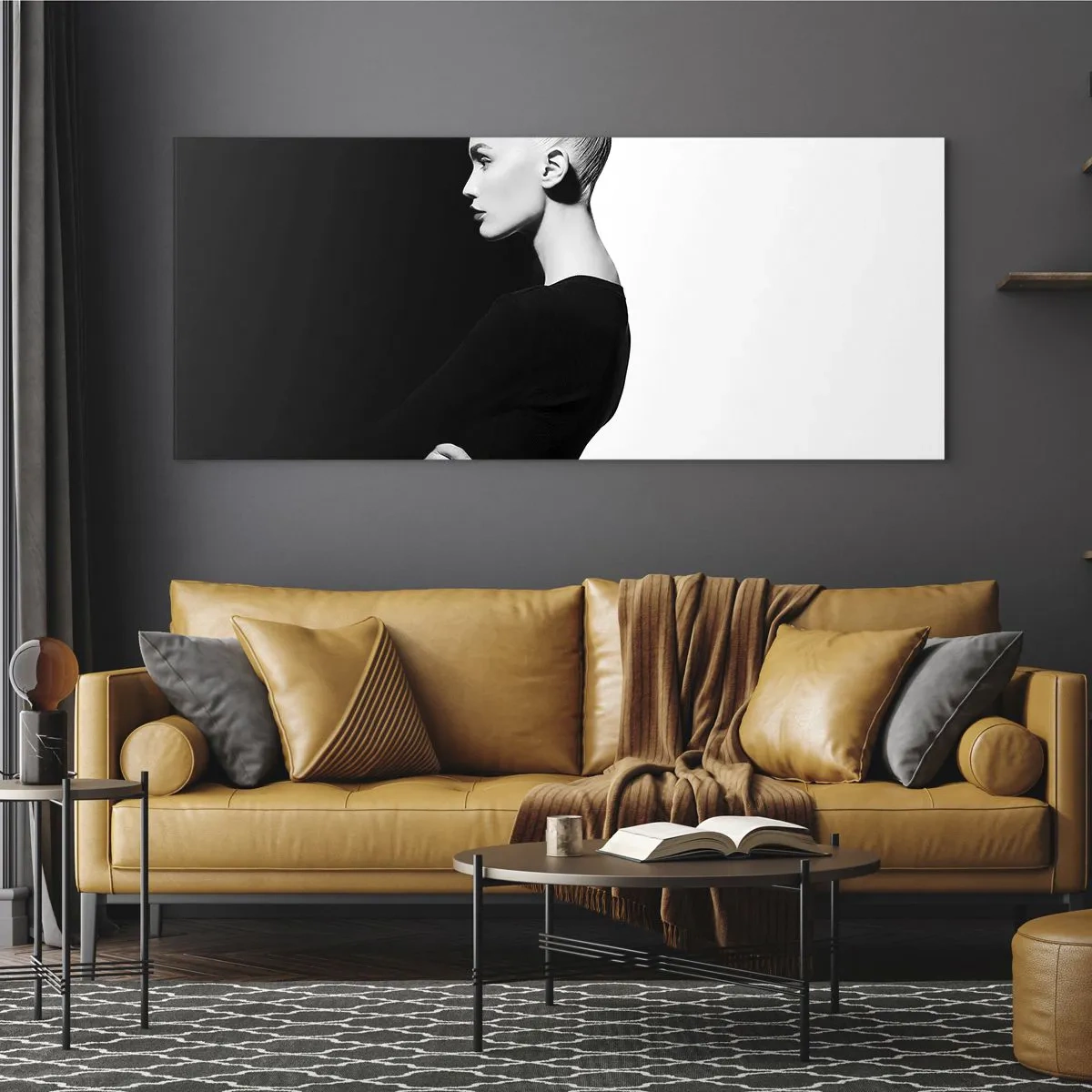 Glastavla - Bild på glas - Helt enkelt en kvinna - 120x50 cm