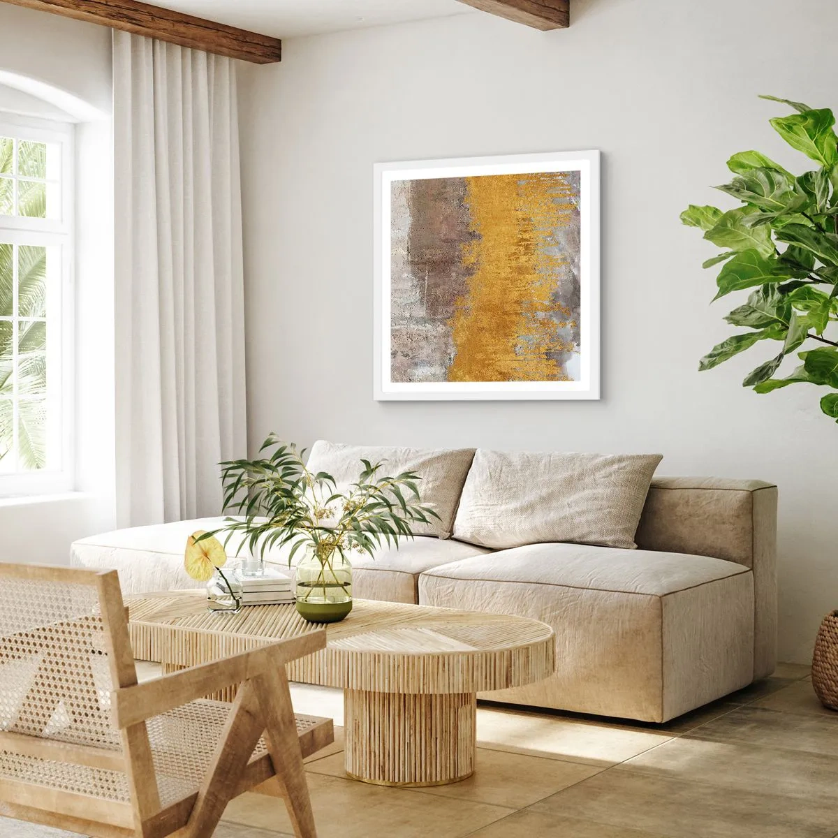 Affisch i vit ram - En gyllene explosion - 50x50 cm