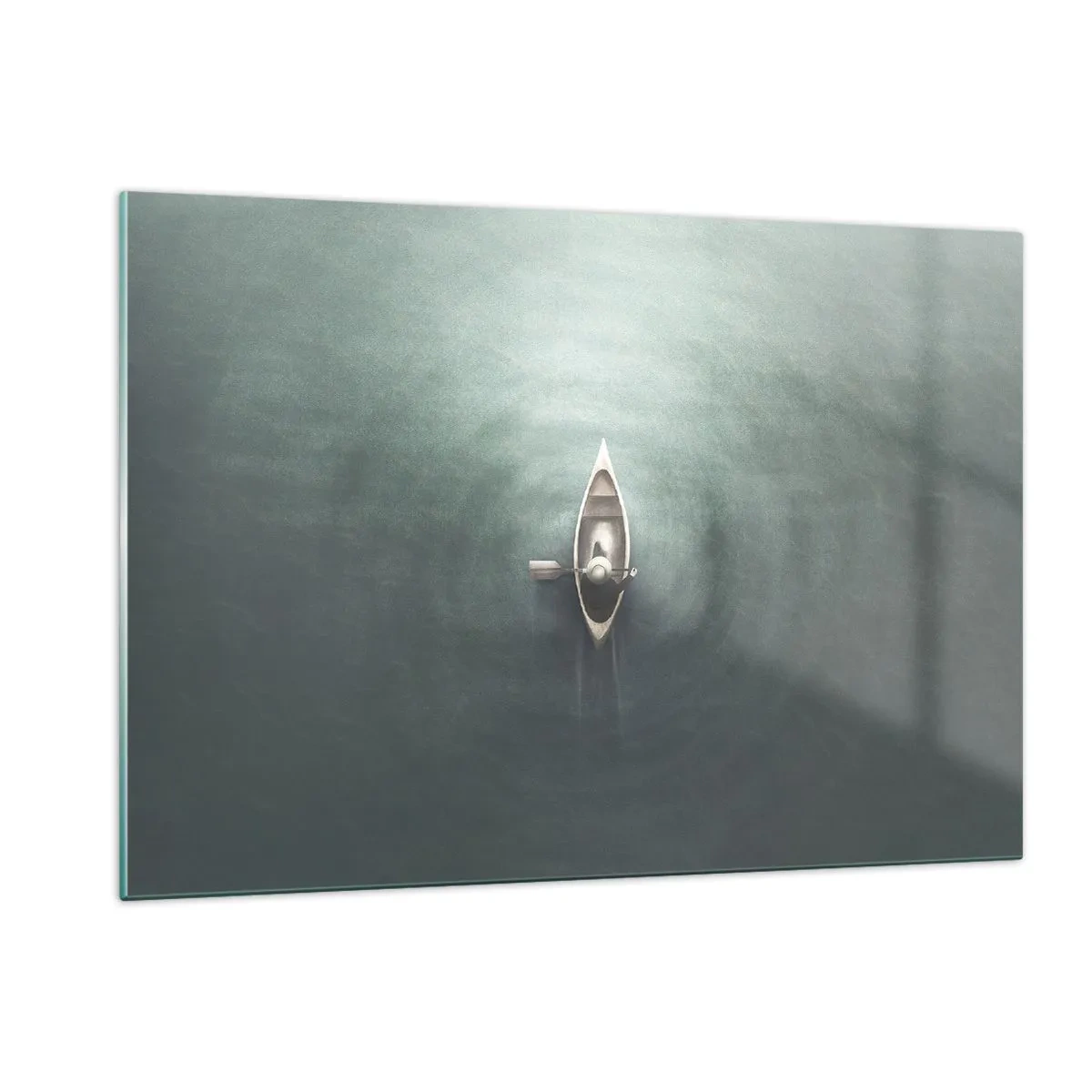 Glastavla - Bild på glas - Över en månbelyst sjö - 120x80 cm