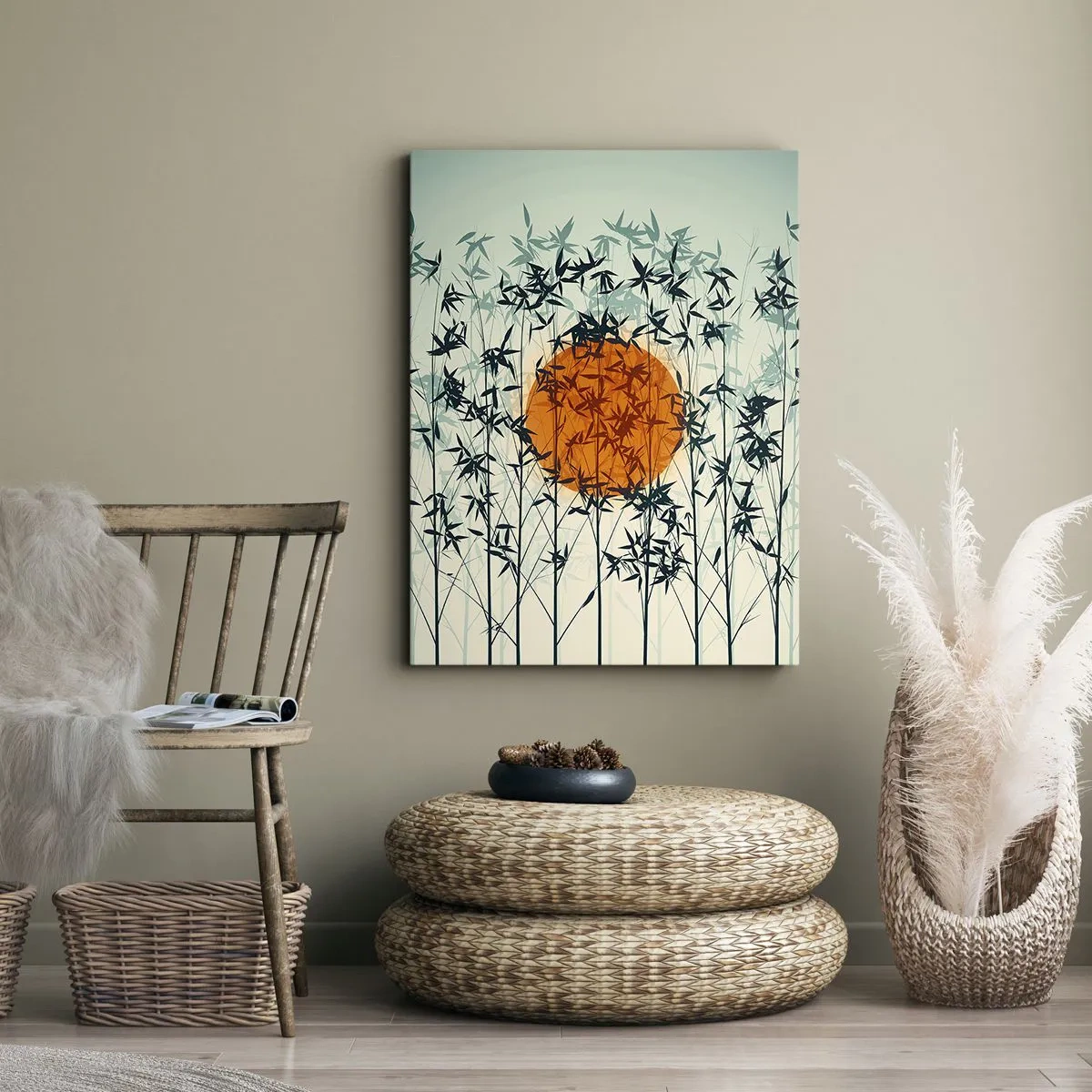 Canvastavla - Bild på duk - Japansk sol - 80x120 cm