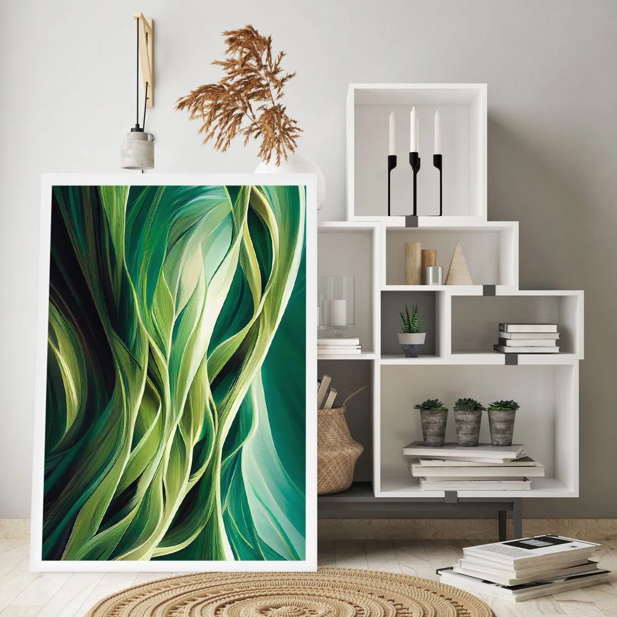 Affisch - Ett abstrakt spel med grönt - 70x100 cm