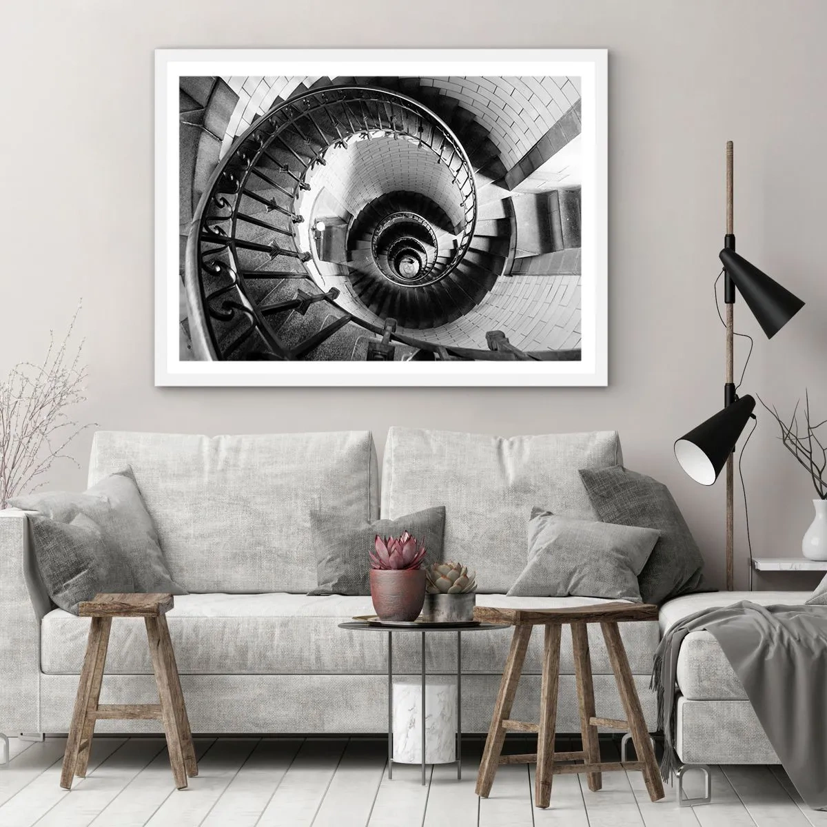 Affisch i vit ram - Högre och högre - 100x70 cm
