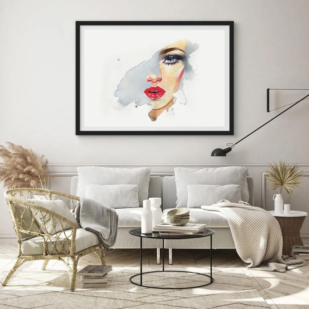 Affisch i svart ram - Reflektion i vattendroppe - 70x50 cm