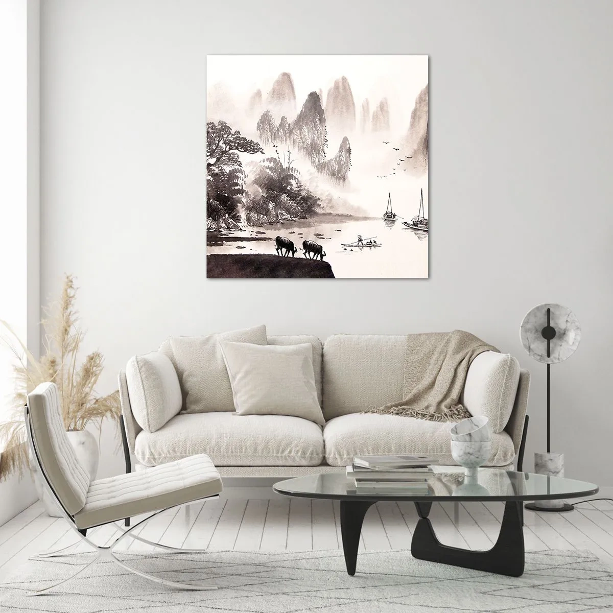 Glastavla - Bild på glas - Österns exotiska vardag - 50x50 cm