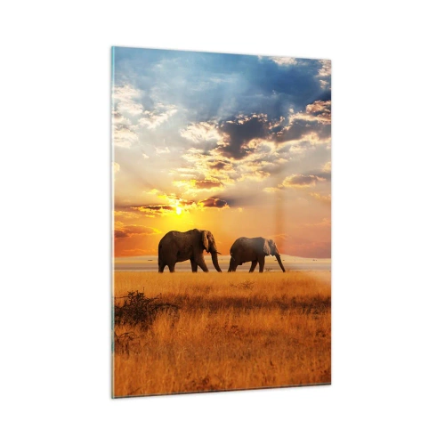 Glastavla - Bild på glas - Familjepromenad - 50x70 cm