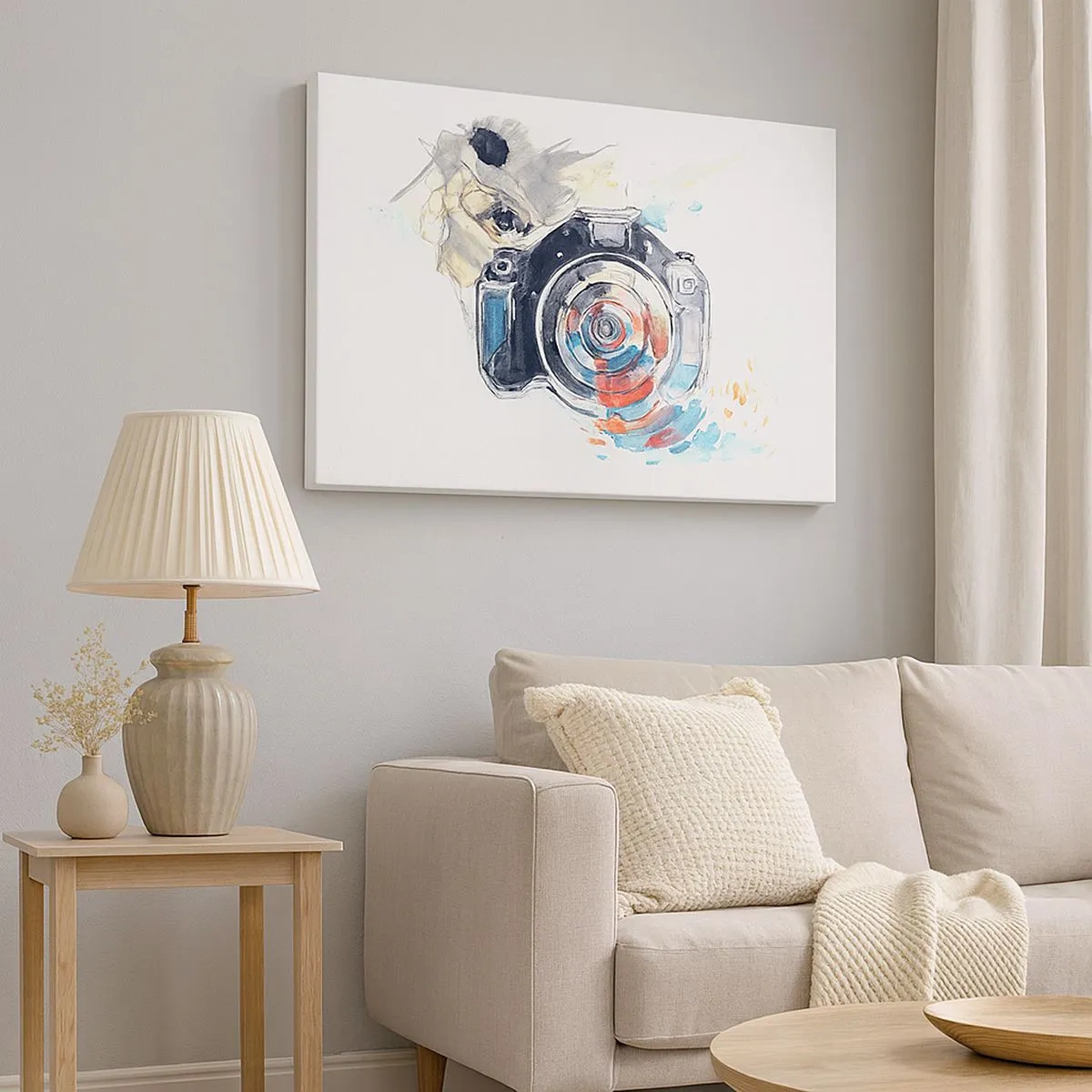 Canvastavla - Bild på duk - Akvarellkamera med färgglada detaljer - 70x50cm - I objektivets öga - Modern väggdekoration för vardagsrum och sovrum ARTTOR