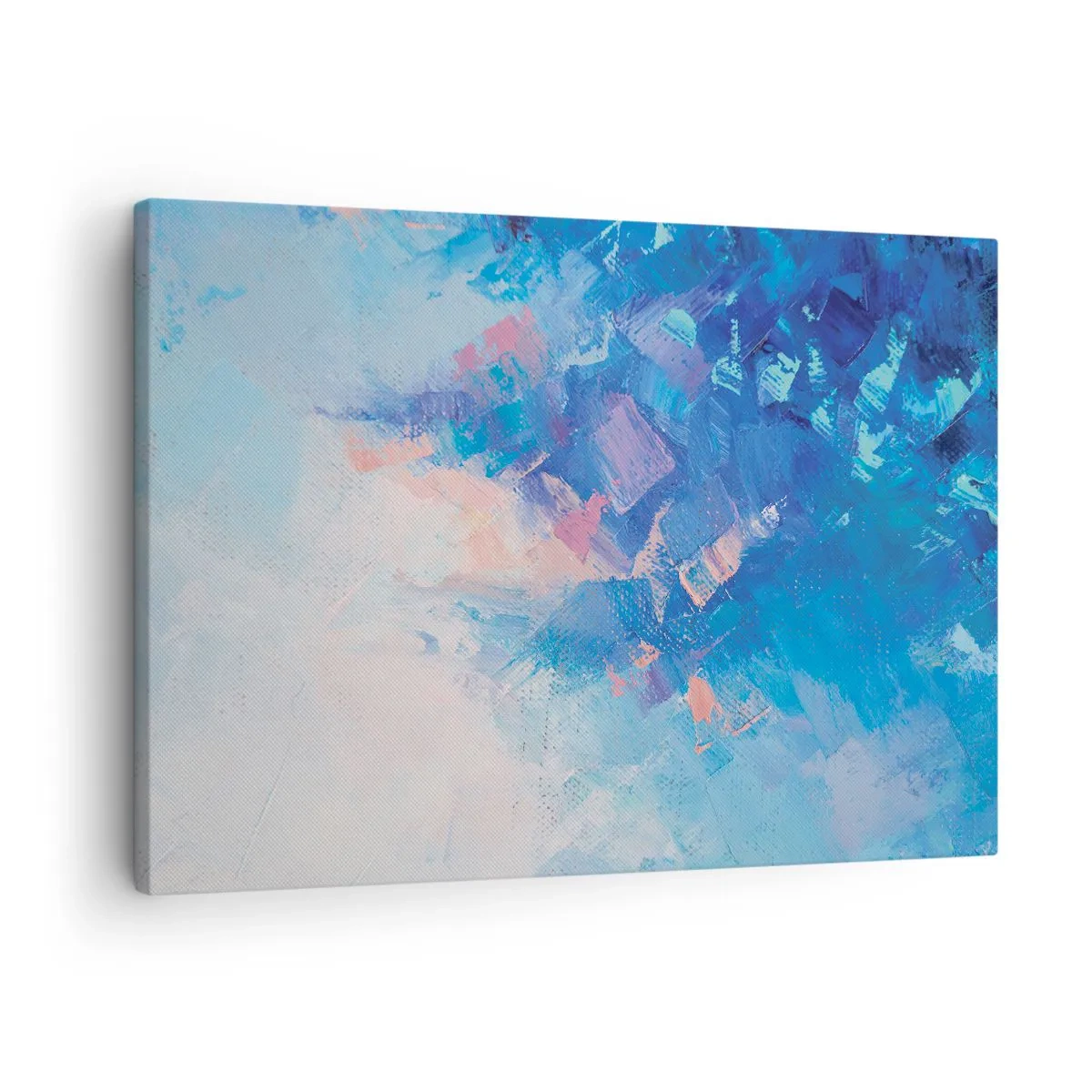 Canvastavla - Bild på duk - Abstrakt komposition i nyanser av blått och rosa - 70x50cm - Vinterabstraktion - Modern väggdekoration för vardagsrum och sovrum ARTTOR