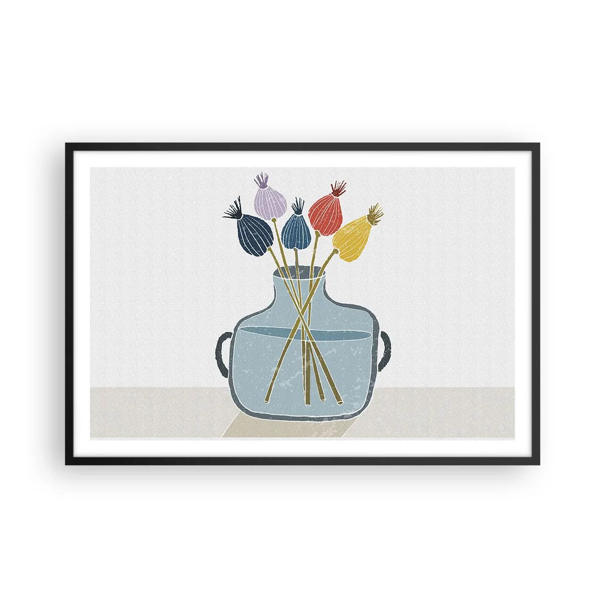 Affisch i svart ram - Vallmovas - 91x61 cm