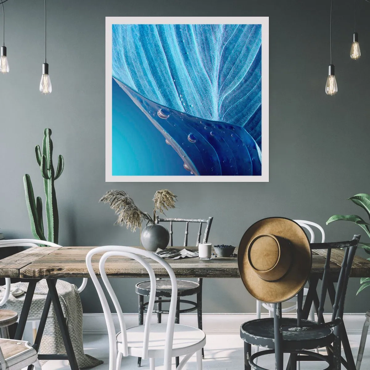 Affisch - Dolda droppar av blått - 50x50 cm