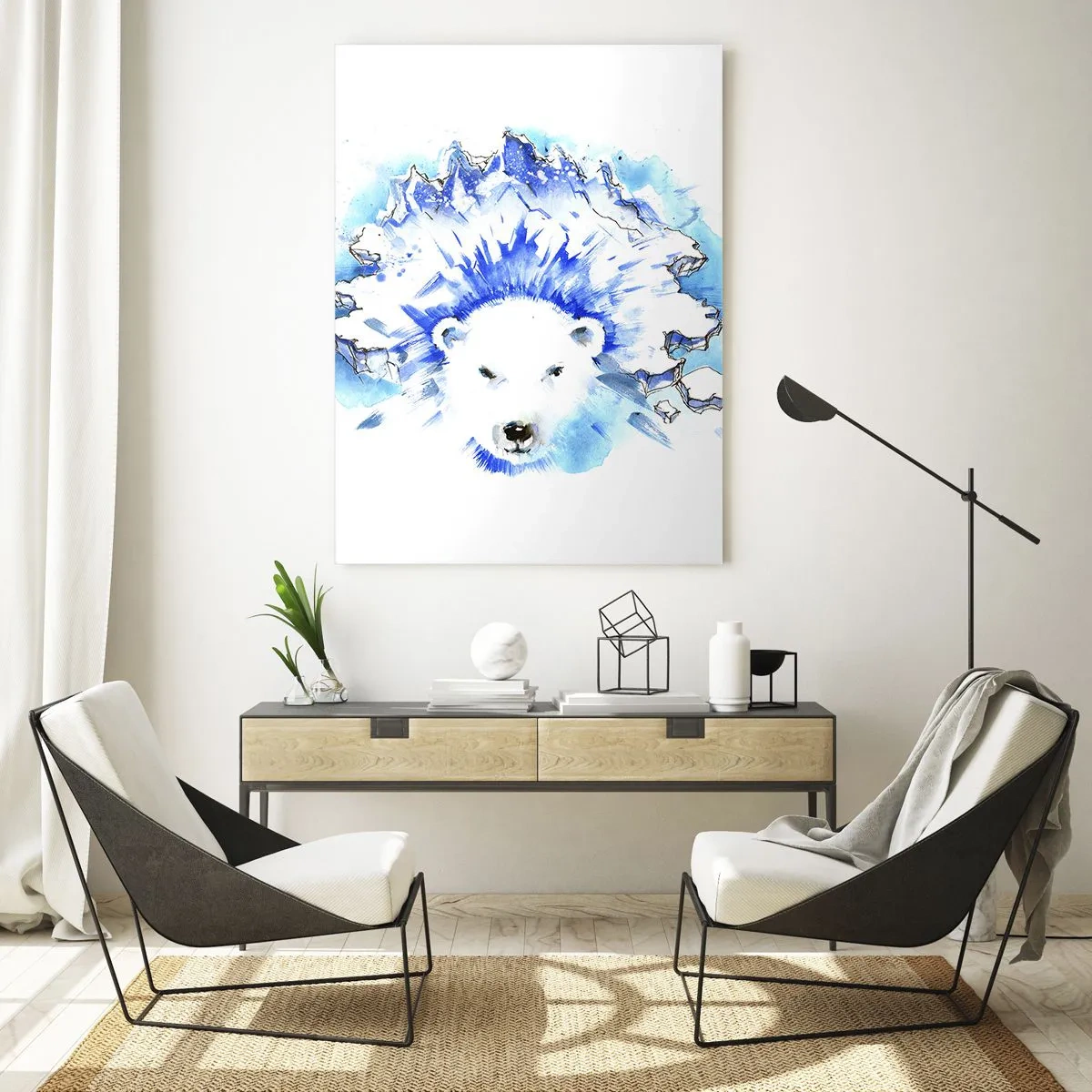 Glastavla - Bild på glas - Arktis kung i iskrona - 70x100 cm