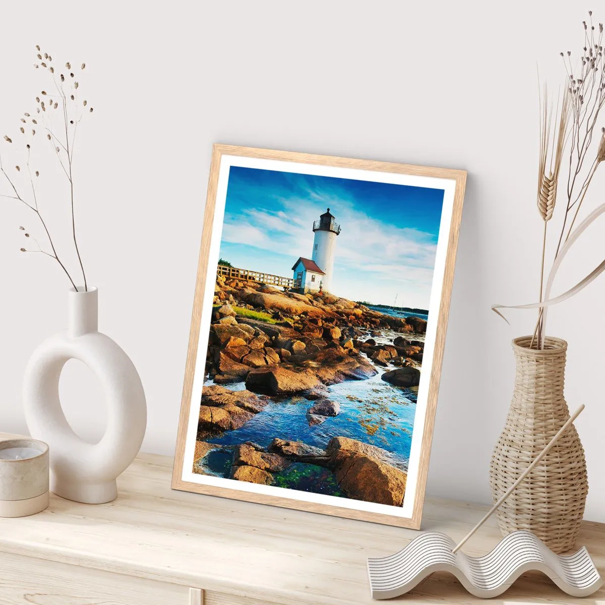 Affisch i ram av ljusek - Kom lyckligt tillbaka, jag väntar - 70x100 cm