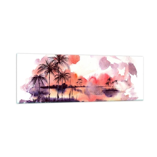 Glastavla - Bild på glas - Tropikens ro i rött - 90x30 cm