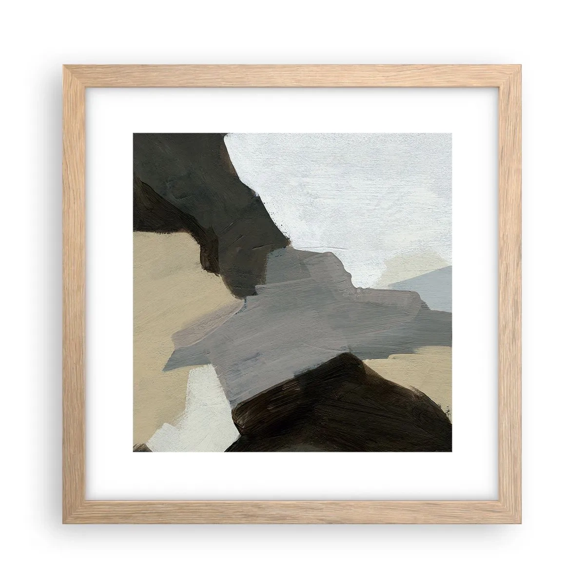 Affisch i ram av ljusek - Abstraktion: avgrening av det gråa - 30x30 cm