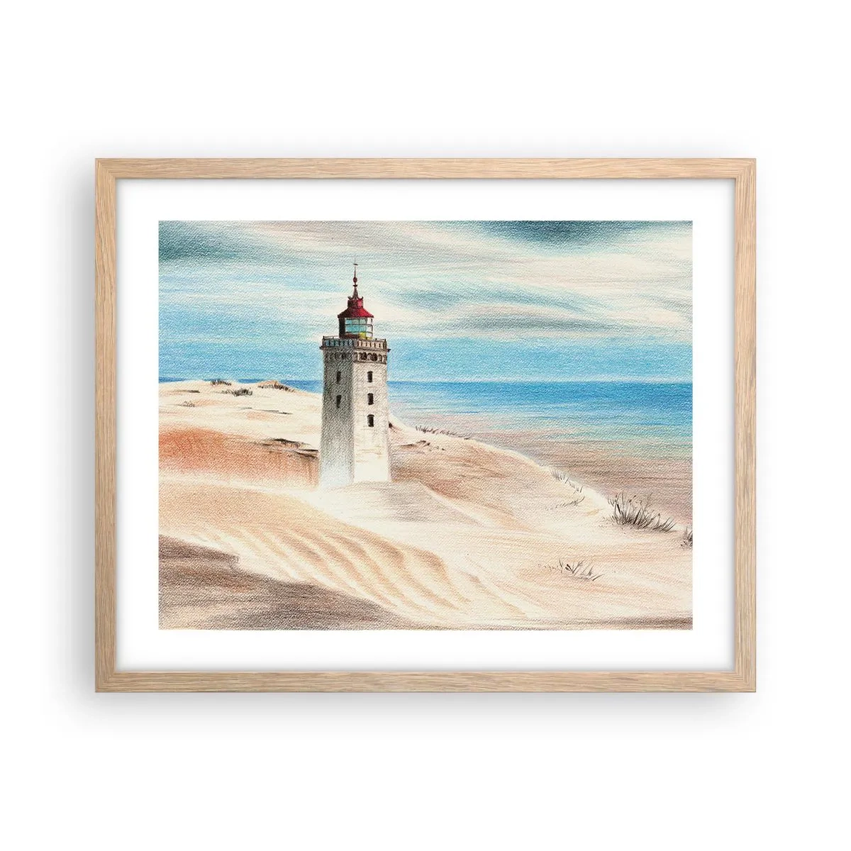 Affisch i ram av ljusek - Tittar alltid i havet - 50x40 cm