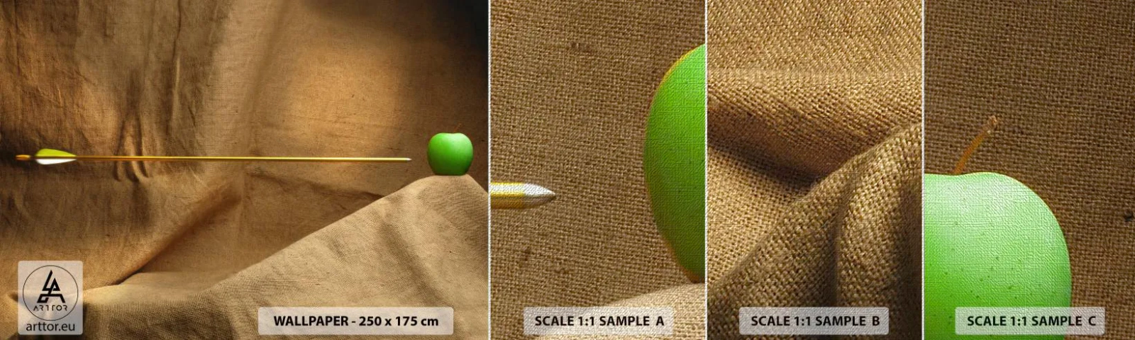 Provbit av fototapet Premium Canvas - Kalla Wilhelm Tells ande - Grafik, Abstraktion, Bågskytte pil - 100x30 cm