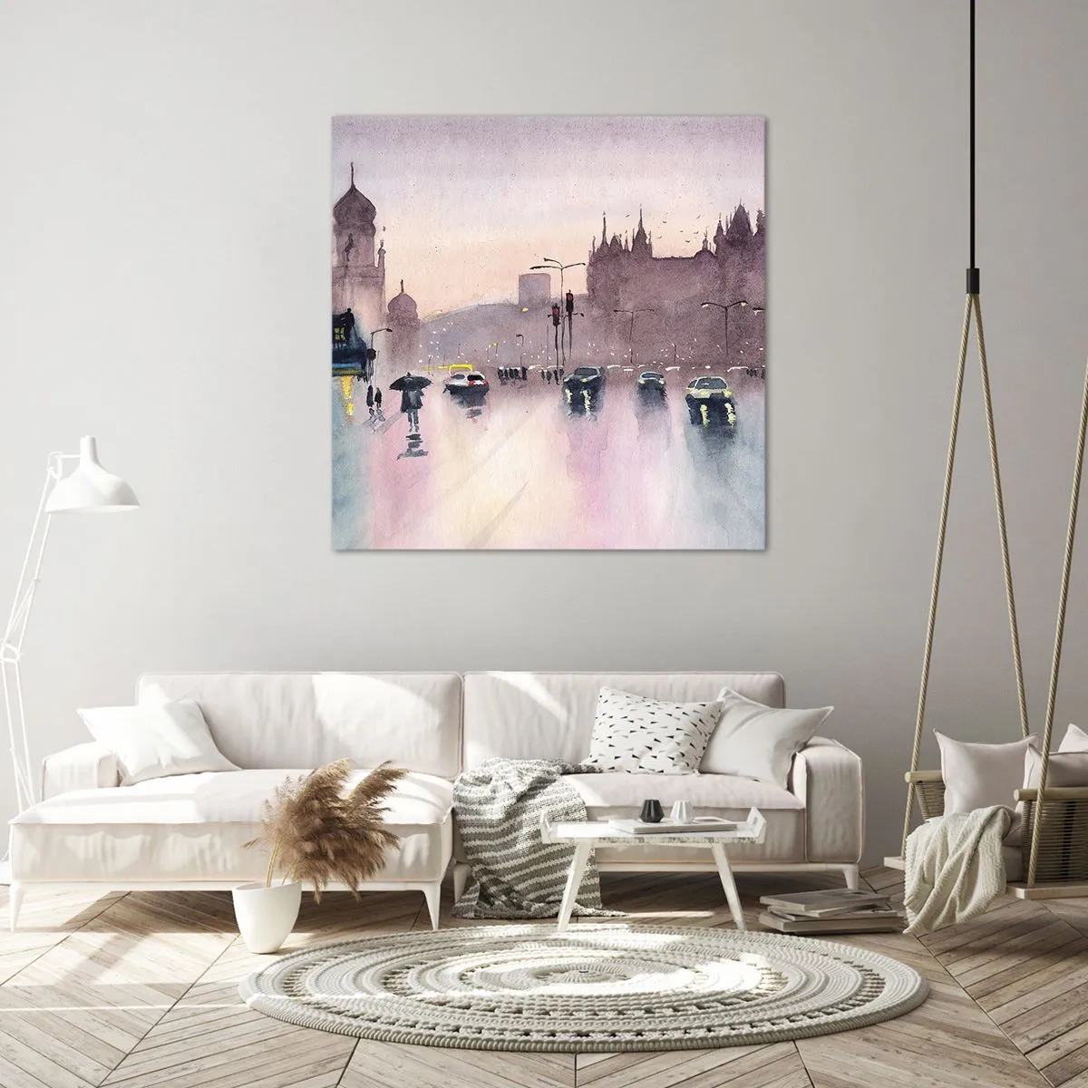 Canvastavla - Bild på duk - I regnig dimma - 30x30 cm