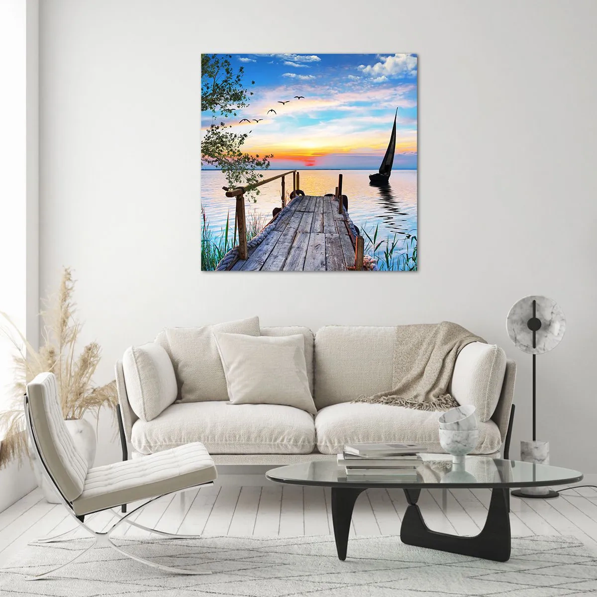 Glastavla - Bild på glas - God kväll - 70x70 cm