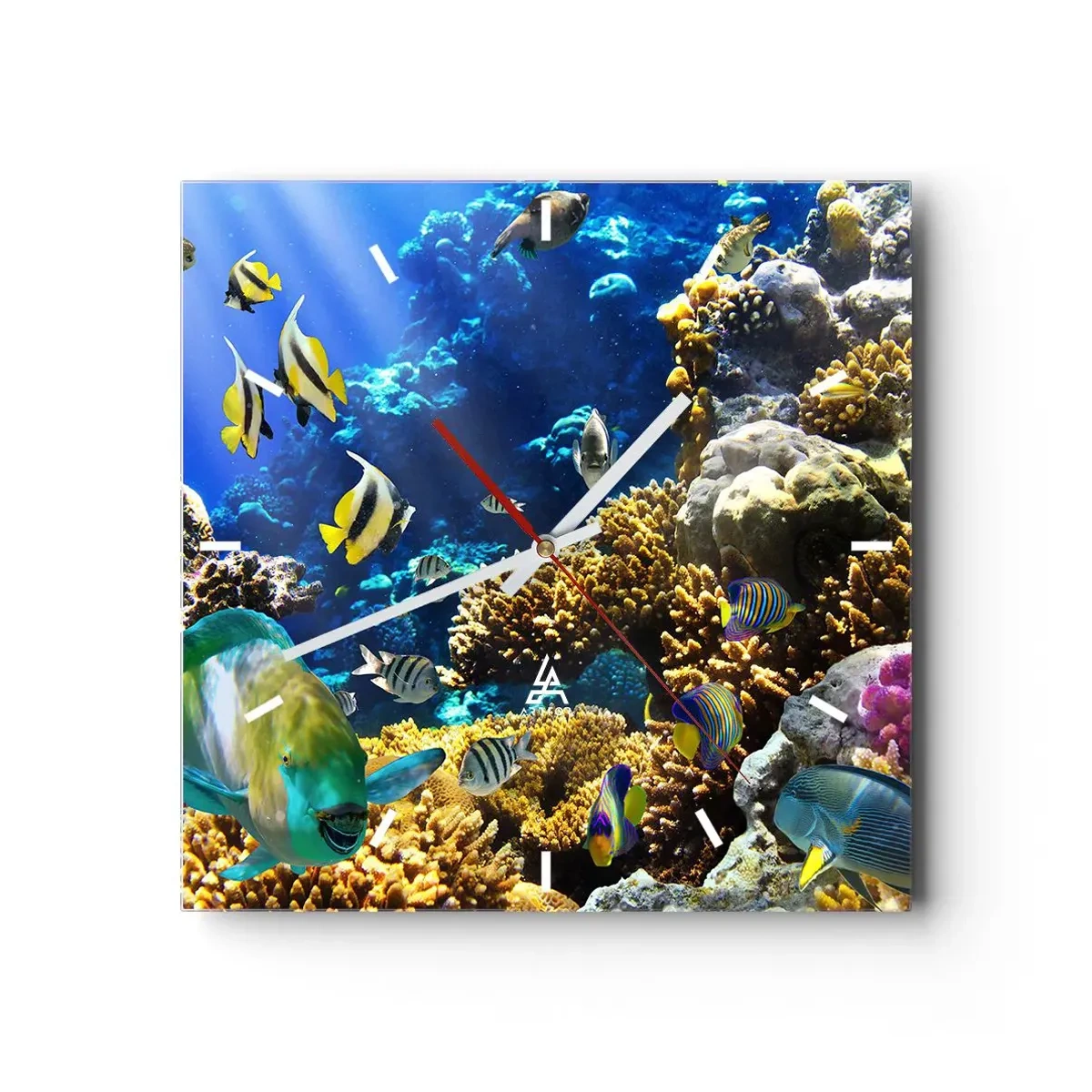 Väggklocka - Klocka på glas - Hög trafik på sommarleden - 40x40 cm