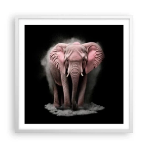 Affisch i vit ram - Tänk inte på en rosa elefant! - 60x60 cm