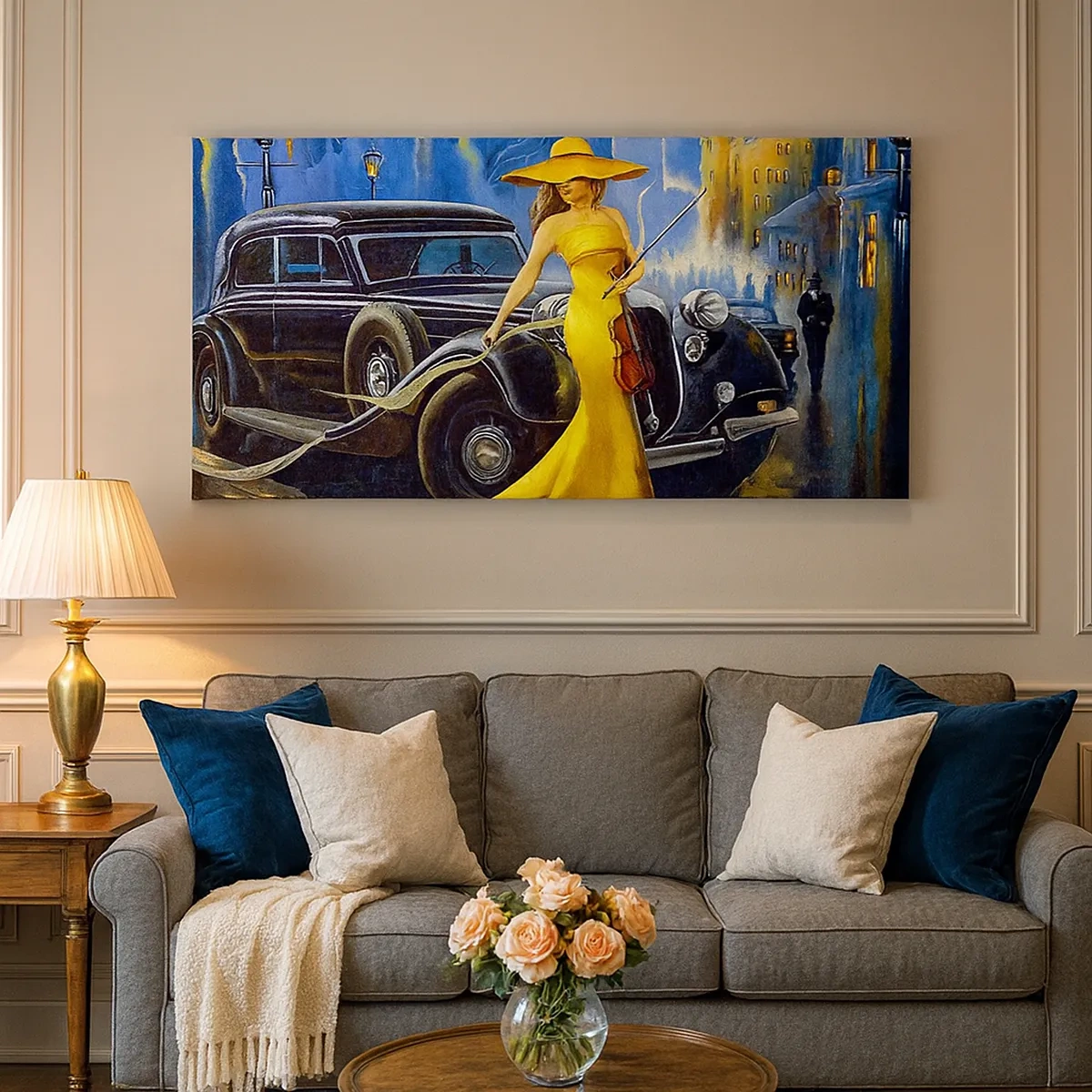 Canvastavla - Bild på duk - Nocturne för fiol och kärlek - 30x30 cm