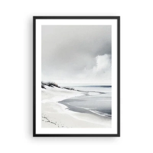 Affisch i svart ram - En minimalistisk strand i grå nyanser - 50x70cm - Alltid tillsammans - Modern väggdekoration för vardagsrum och sovrum ARTTOR