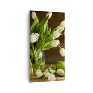 Canvastavla - Bild på duk - Saftiga och färska i grön och vit - 65x120 cm