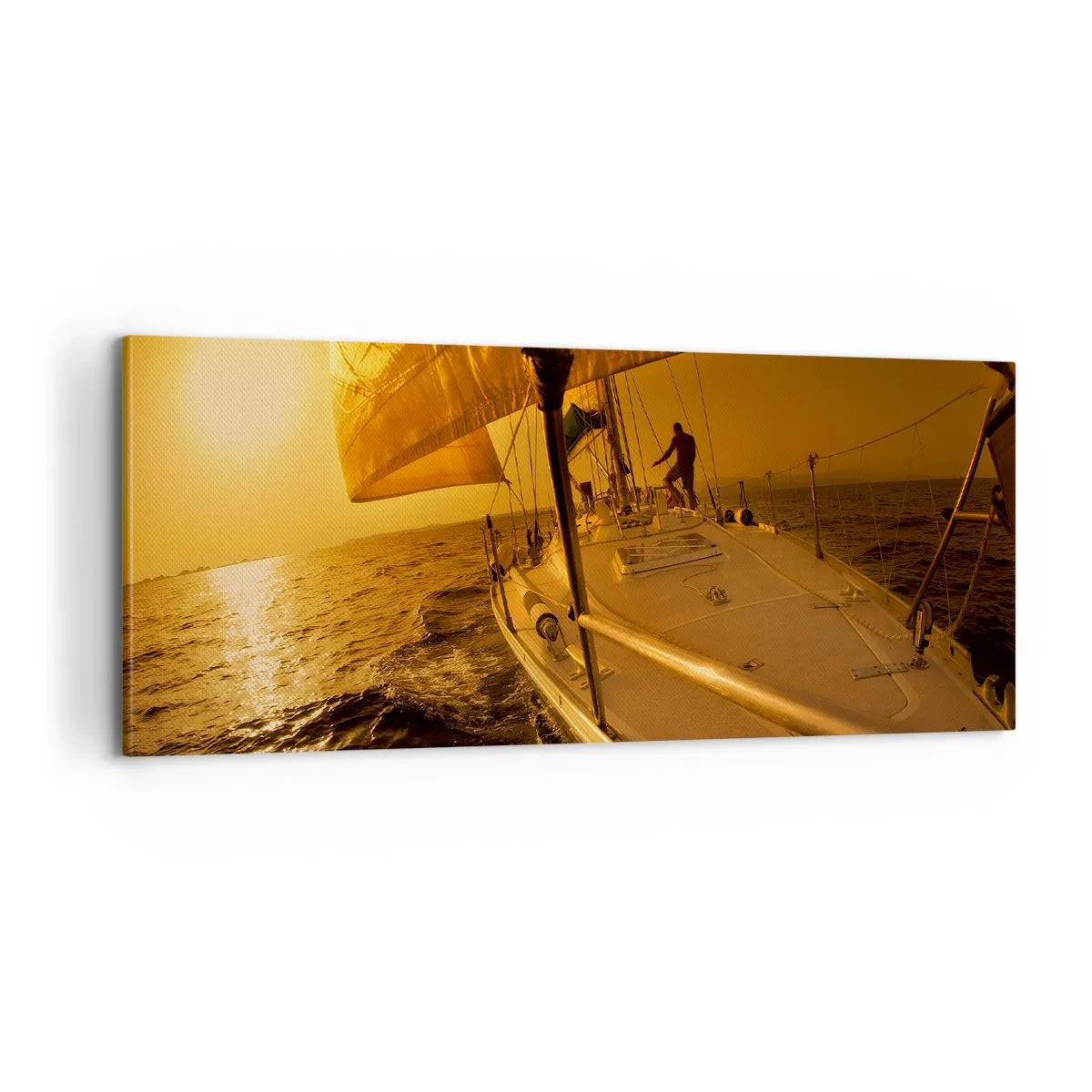 Canvastavla - Bild på duk - Gyllene kväll efter en färgrik dag - 100x40 cm