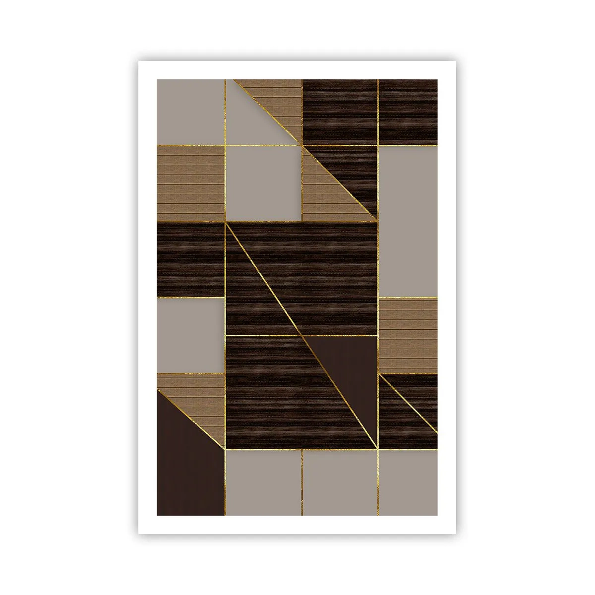 Affisch - Mosaik av brun och guld - 61x91 cm
