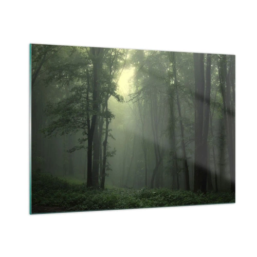 Glastavla - Bild på glas - Innan skogen vaknar - 100x70 cm