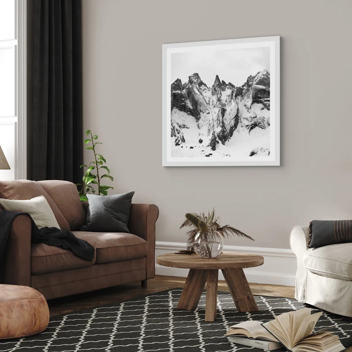 Affisch i vit ram - Granitfarlig bergsrygg - 50x50 cm