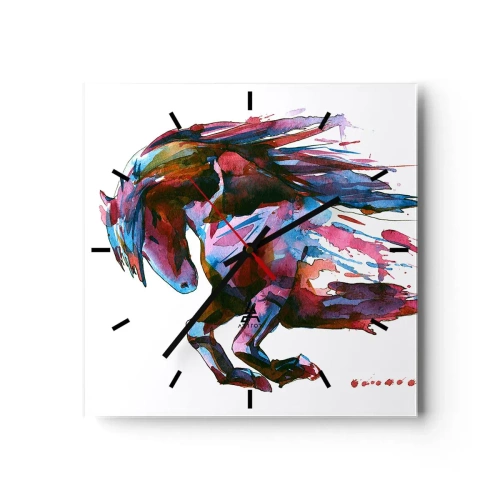 Väggklocka - Klocka på glas - I extas - 40x40 cm