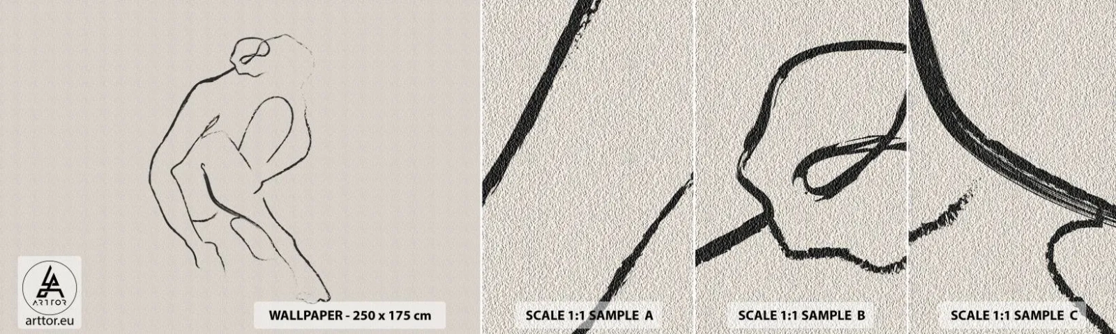 Provbit av självhäftande fototapet Deluxe Sticker - Intim skiss - Minimalism, spela teater, Kvinna - 100x30 cm