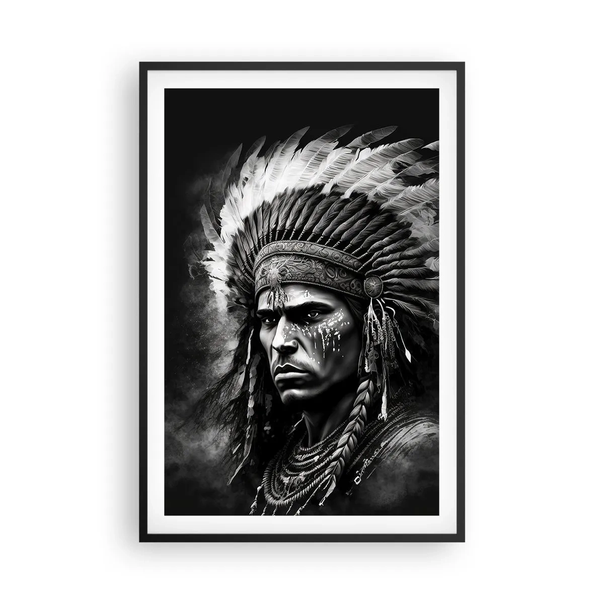 Affisch i svart ram - Hövding och krigare - 61x91 cm