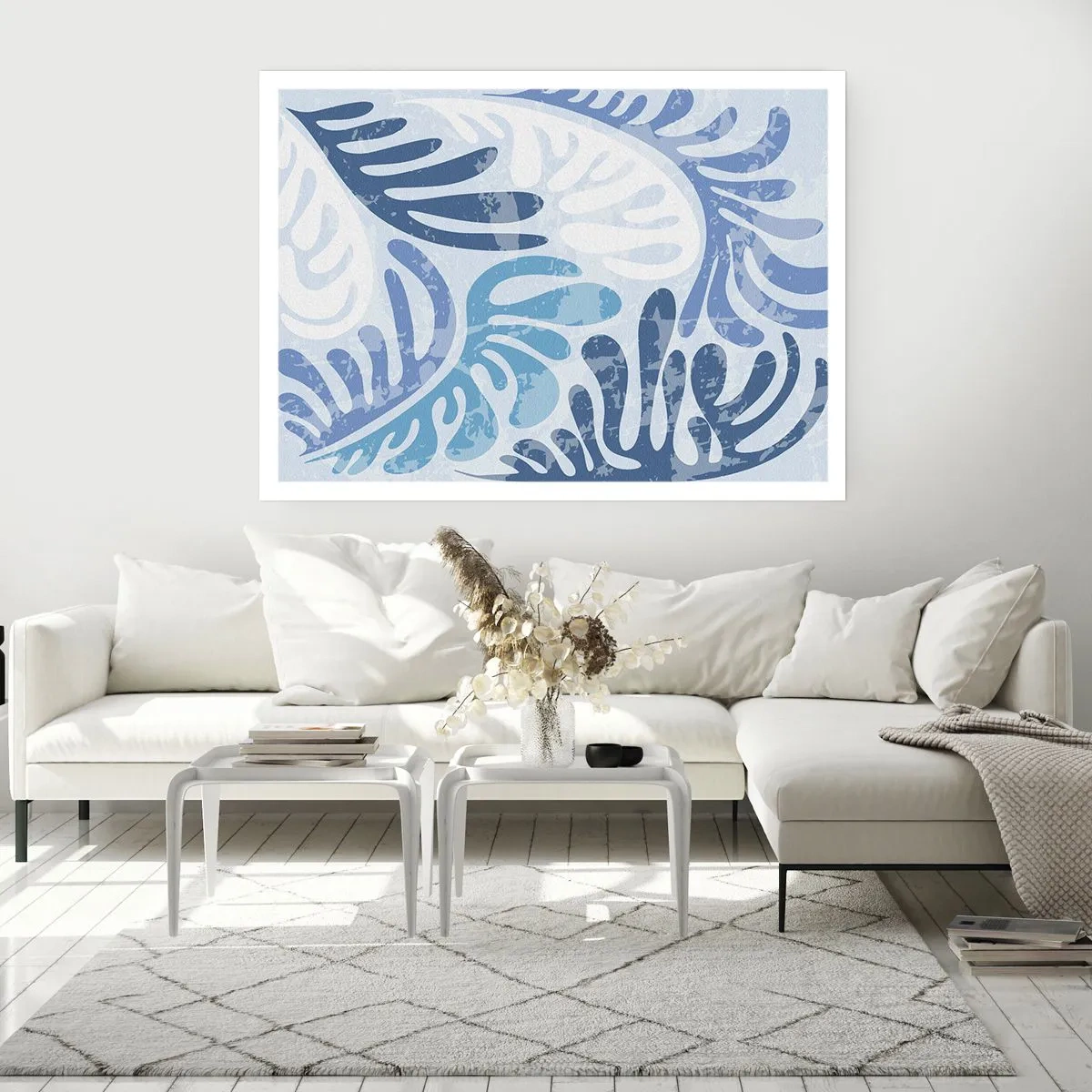 Affisch - Blåa ormbunkar - 100x70 cm