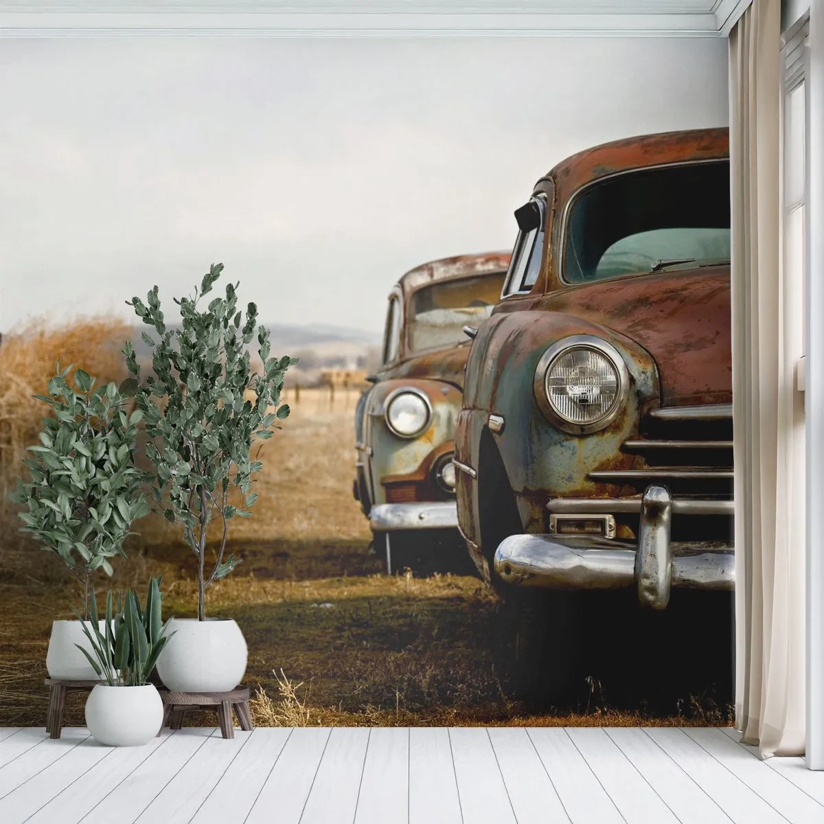 Självhäftande Fototapet Deluxe Sticker - Välförtjänt vila - Gammal bil, Bil, Årgång - 250x175 cm