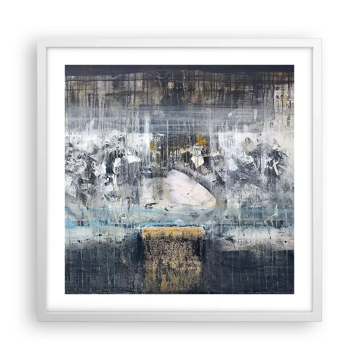 Affisch i vit ram - På is och klumpar - 50x50 cm