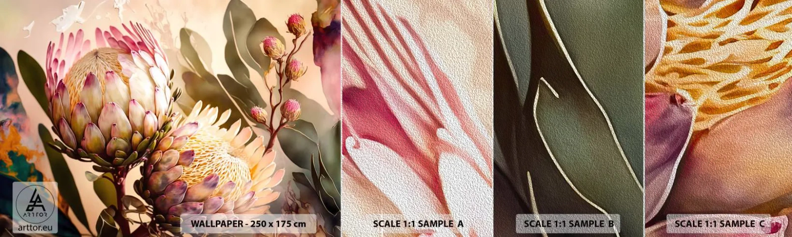 Provbit av fototapet Premium Sand - Ömsint omfamnad - Blommor, Växter, Botanik - 100x30 cm