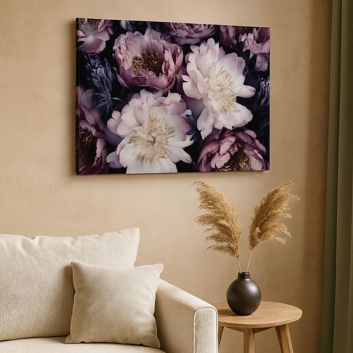 Canvastavla - Bild på duk - Blommor i delikata pastellfärger - 70x50cm - En bukett i gammal stil - Modern väggdekoration för vardagsrum och sovrum ARTTOR