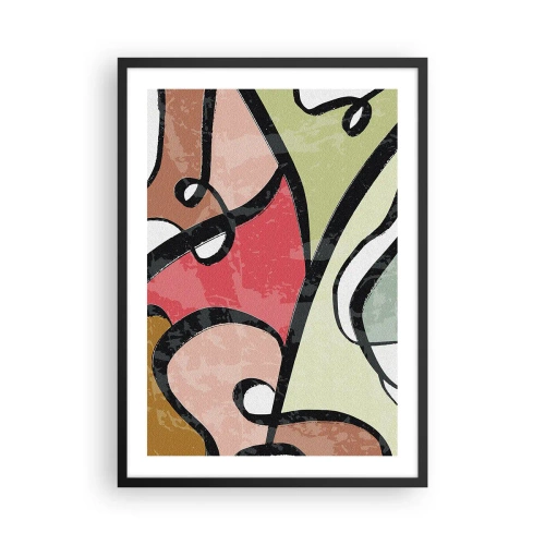 Affisch i svart ram - Färgglad abstraktion med svarta konturer - 50x70cm - Pirouetter bland färger - Modern väggdekoration för vardagsrum och sovrum ARTTOR