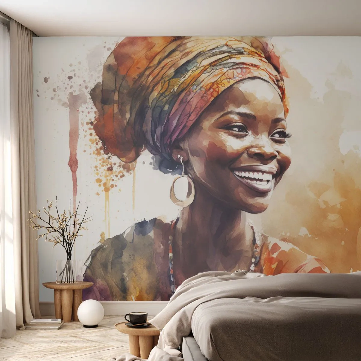 Fototapet Premium Sand - Afrikansk drottning - Kvinna, afroamerikan, Porträtt - 200x140 cm