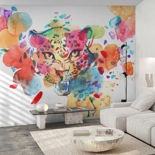 Fototapet Premium Canvas - Skönheten och odjuret - Panter, Djur, Abstraktion - 200x140 cm