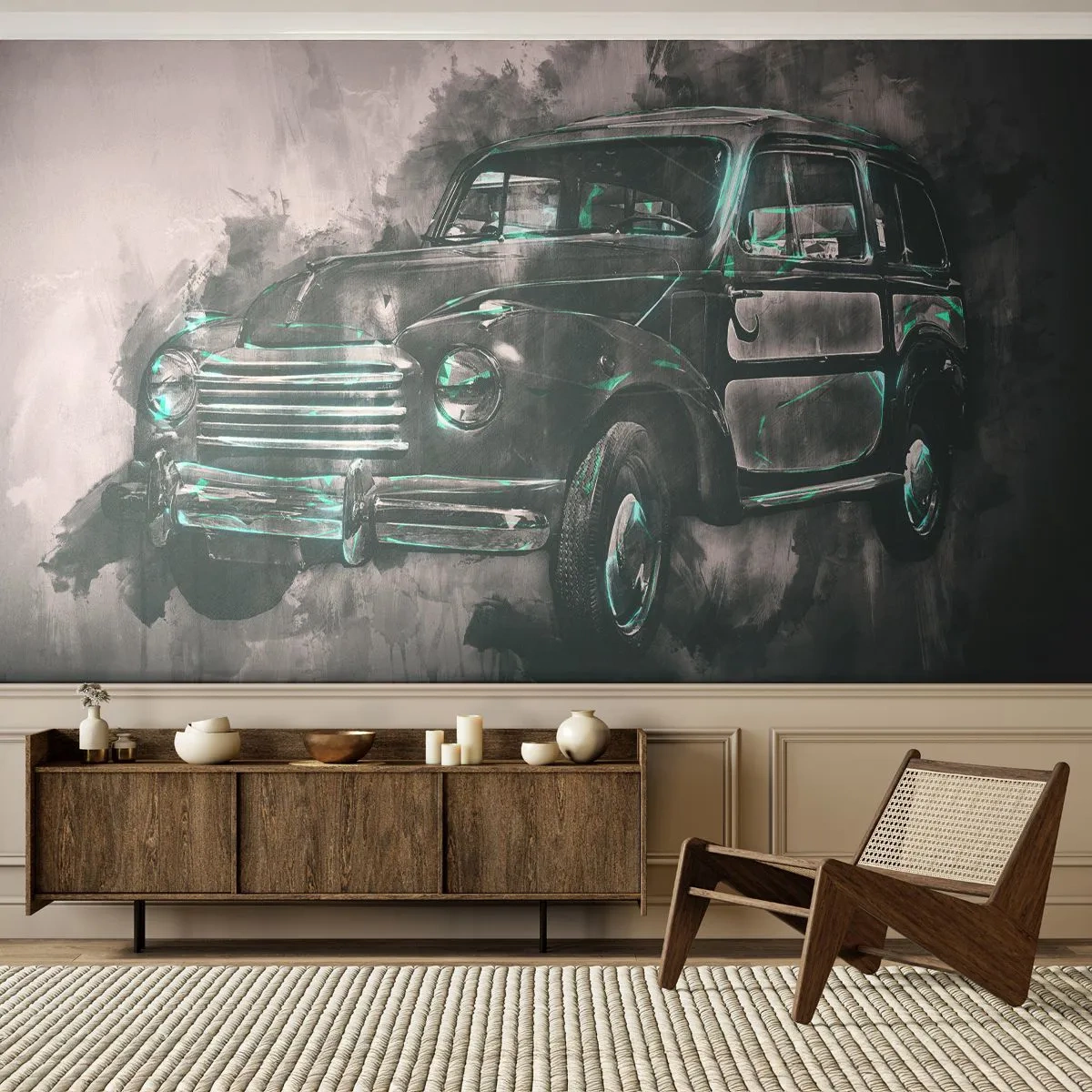 Självhäftande Fototapet Deluxe Sticker - Ärad föregångare - Retro bil, Bil, Resa - 300x210 cm